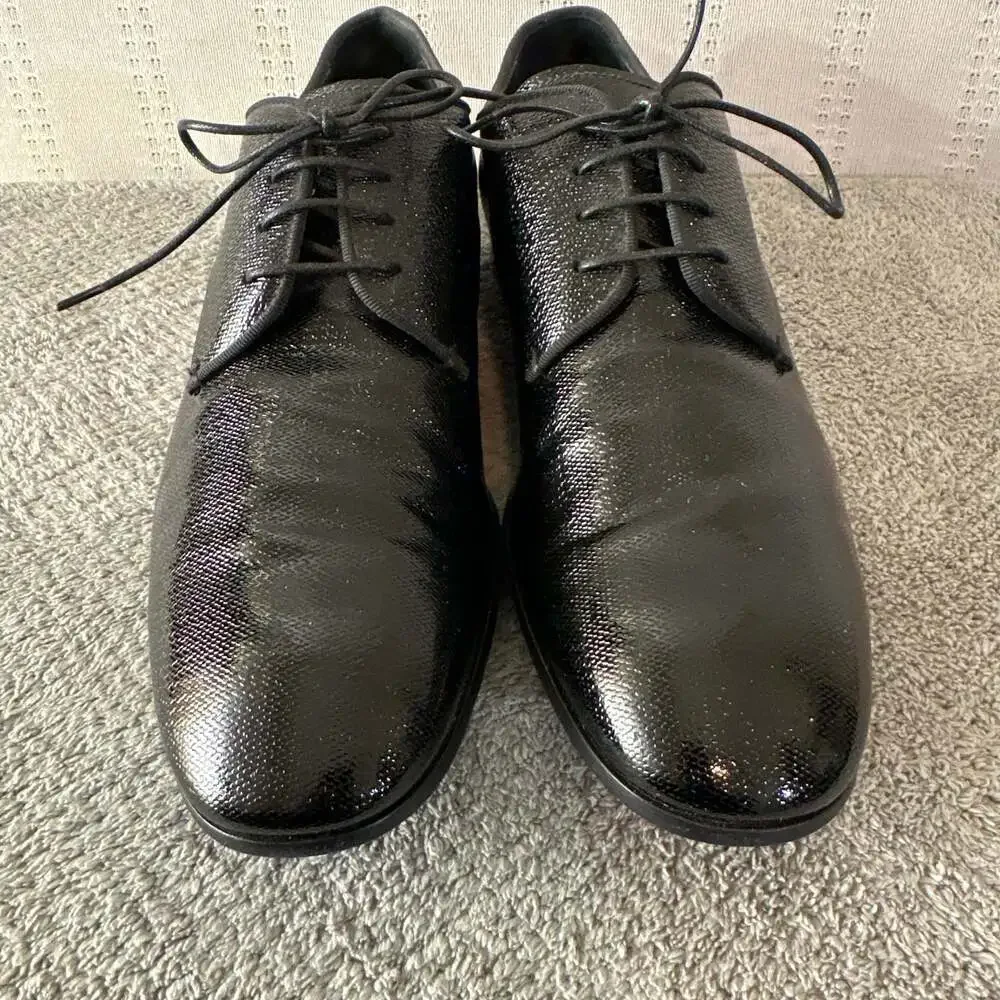 GIORGIO ARMANI Size 8 Black Solid Leather Lace Up Shoes